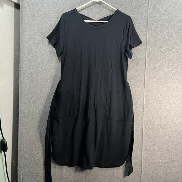 Isaac Mizrahi LIVE! Petite Soho French Terry Dress Dress Pitch Black Size PS - Picture 1 of 14